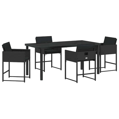 Tuin Eetset 5 pcs Zwart poly rattan