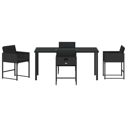 Tuin Eetset 5 pcs Zwart poly rattan