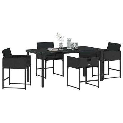 Tuin Eetset 5 pcs Zwart poly rattan