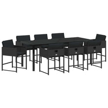 Tuin Eettafelset 9 Pcs Poly Rattan 8-persoons Zwart en zwart 200 cm