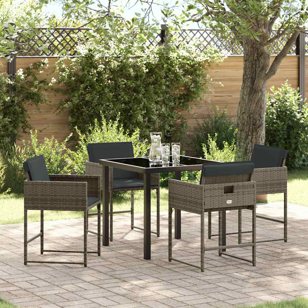 Tuin Eetset 5 pcs Grijs poly rattan