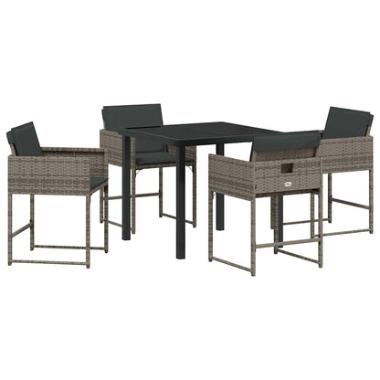 Tuin Eetset 5 pcs Grijs poly rattan