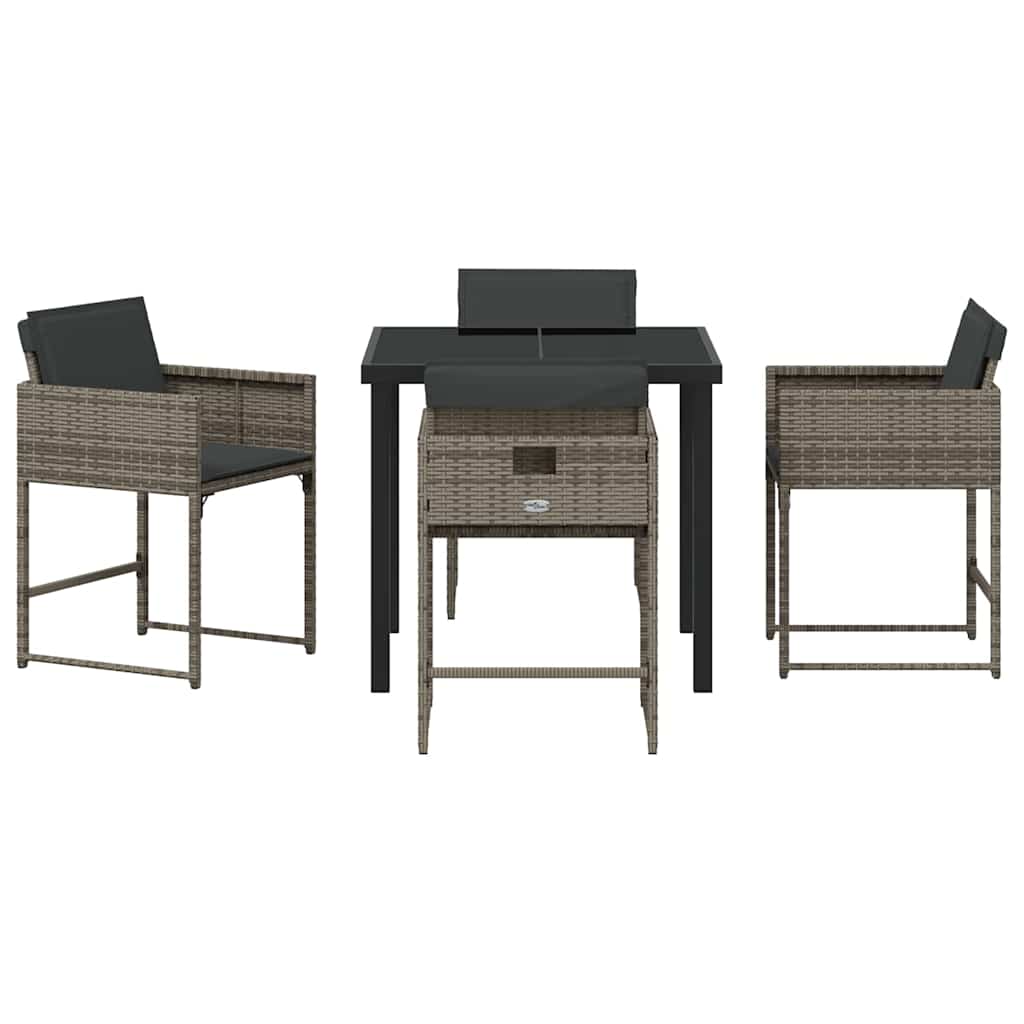Tuin Eetset 5 pcs Grijs poly rattan
