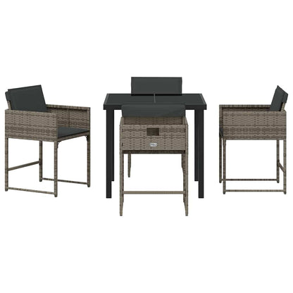 Tuin Eetset 5 pcs Grijs poly rattan