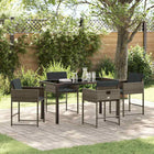 Tuin eettafelset 5-delig poly rattan grijs