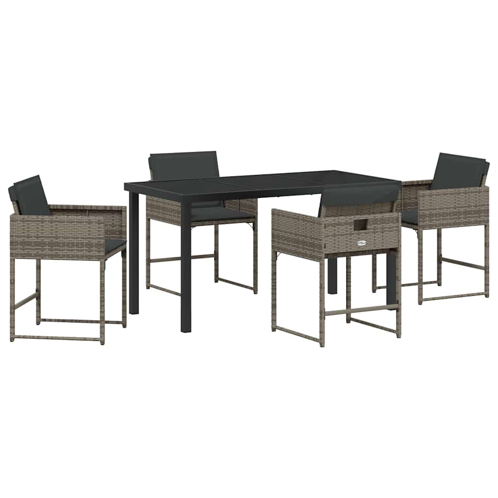 Tuin Eetset 5 pcs Grijs poly rattan