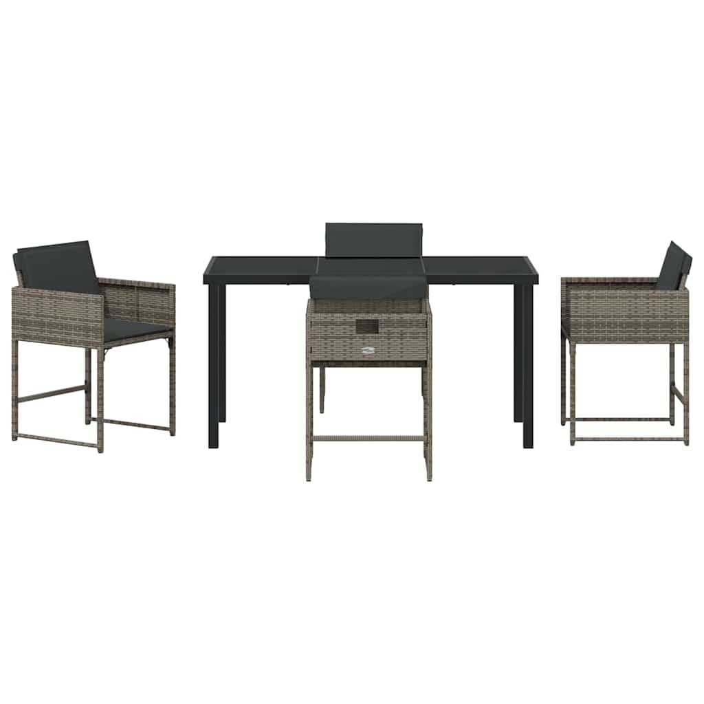Tuin Eetset 5 pcs Grijs poly rattan