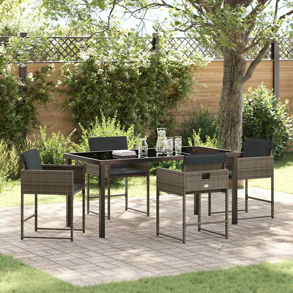 Tuin Eetset 5 pcs Grijs poly rattan