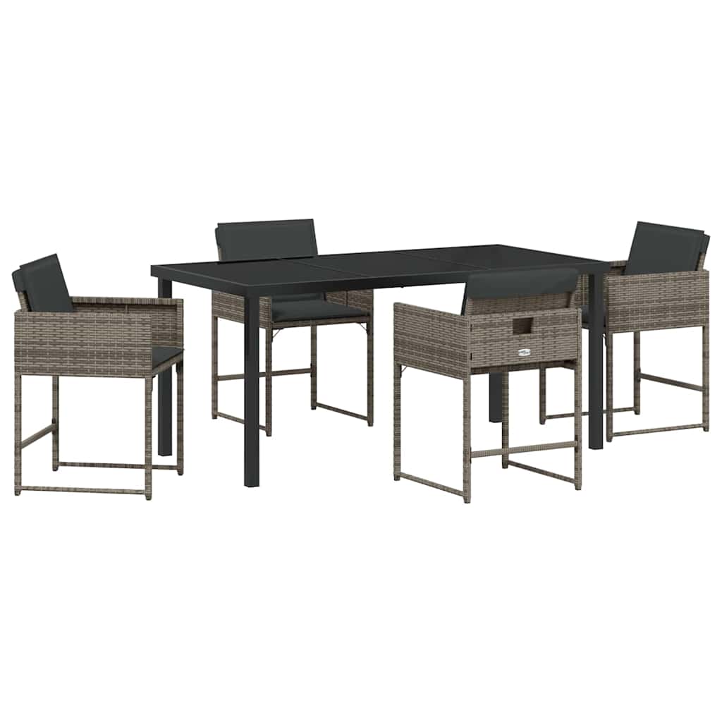 Tuin Eetset 5 pcs Grijs poly rattan