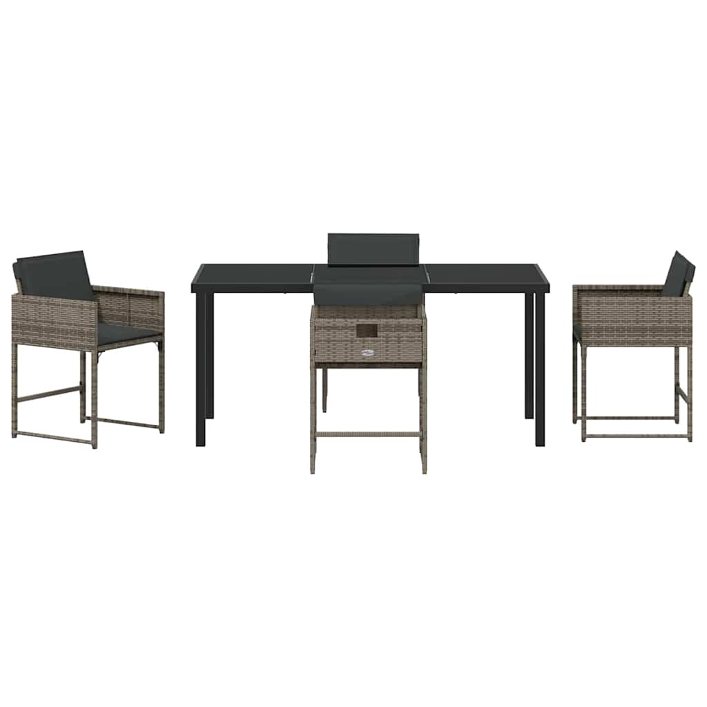 Tuin Eetset 5 pcs Grijs poly rattan