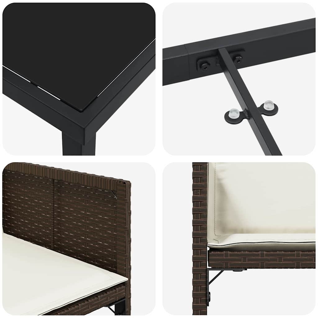 Tuin Eetset 5 pcs Bruin poly rattan