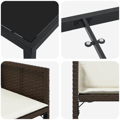 Tuin Eetset 5 pcs Bruin poly rattan