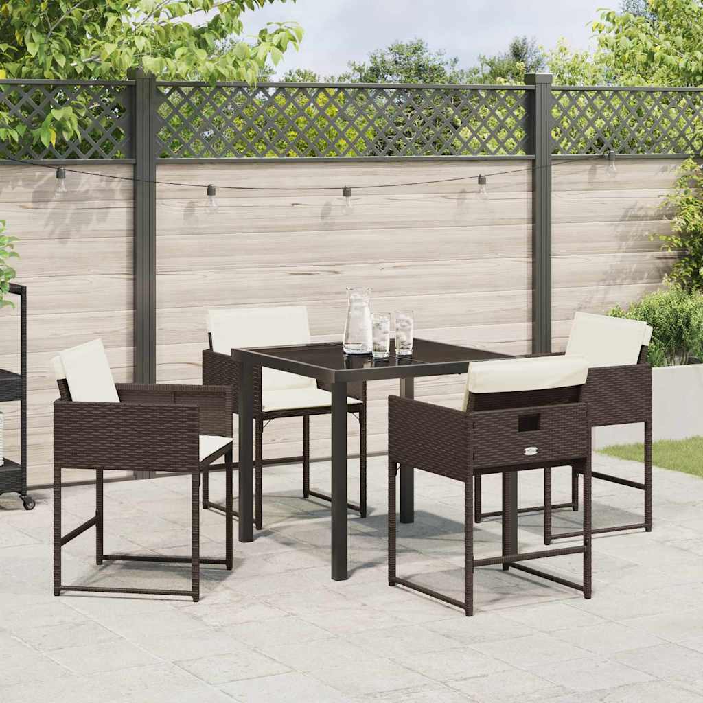 Tuin Eetset 5 pcs Bruin poly rattan