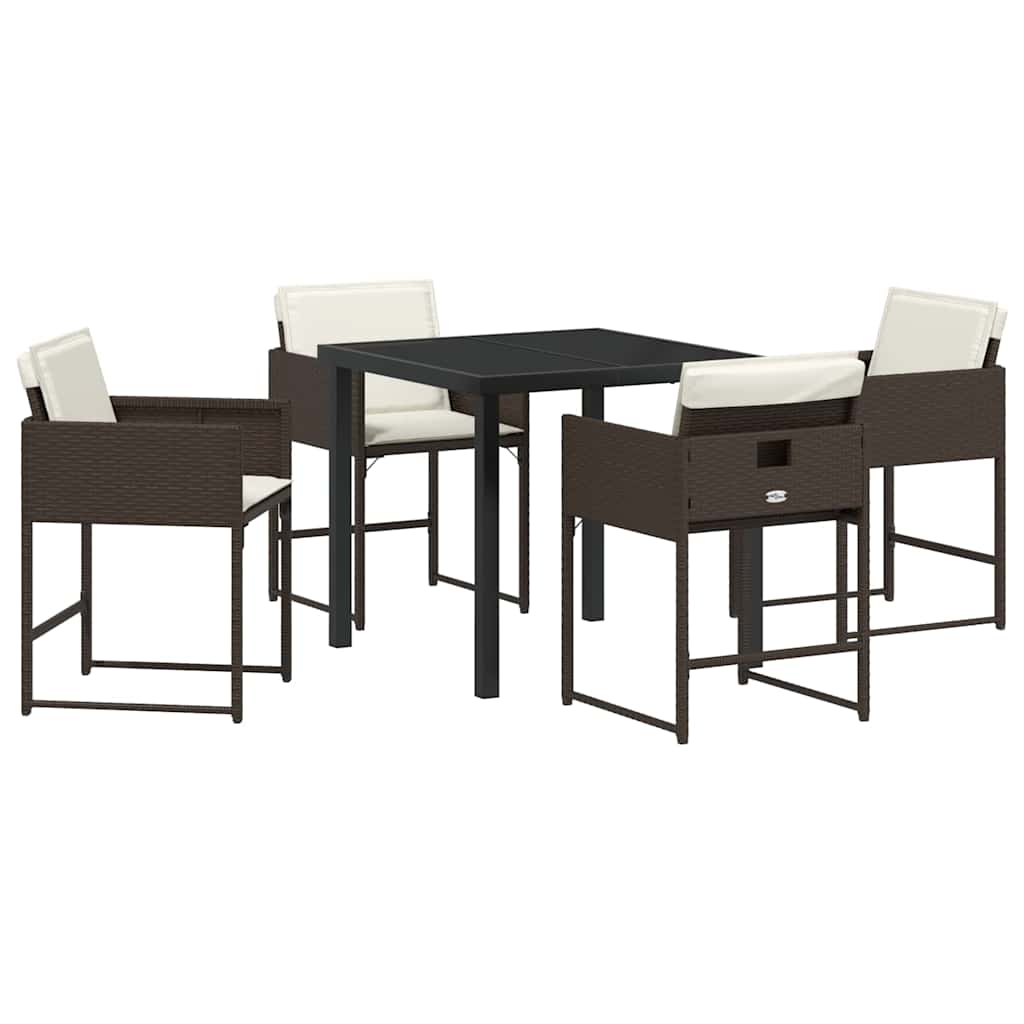Tuin Eetset 5 pcs Bruin poly rattan