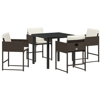 Tuin Eetset 5 pcs Bruin poly rattan