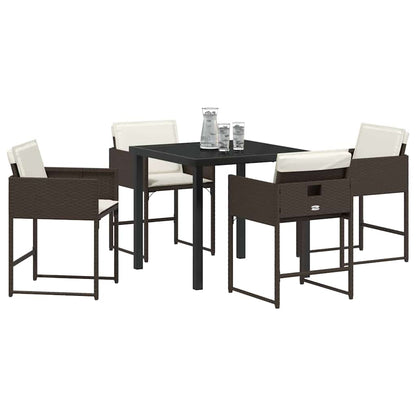 Tuin Eetset 5 pcs Bruin poly rattan