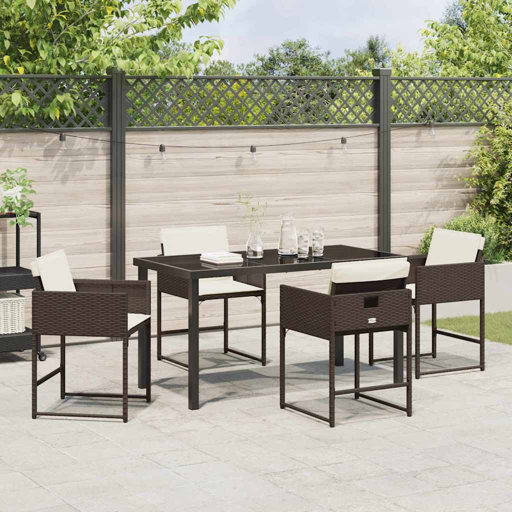 Tuin Eetset 5 pcs Bruin poly rattan