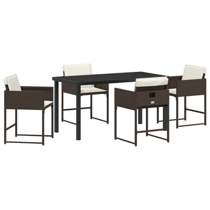 Tuin Eetset 5 pcs Bruin poly rattan