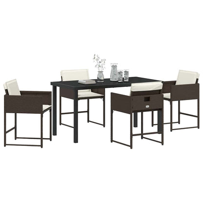 Tuin Eetset 5 pcs Bruin poly rattan