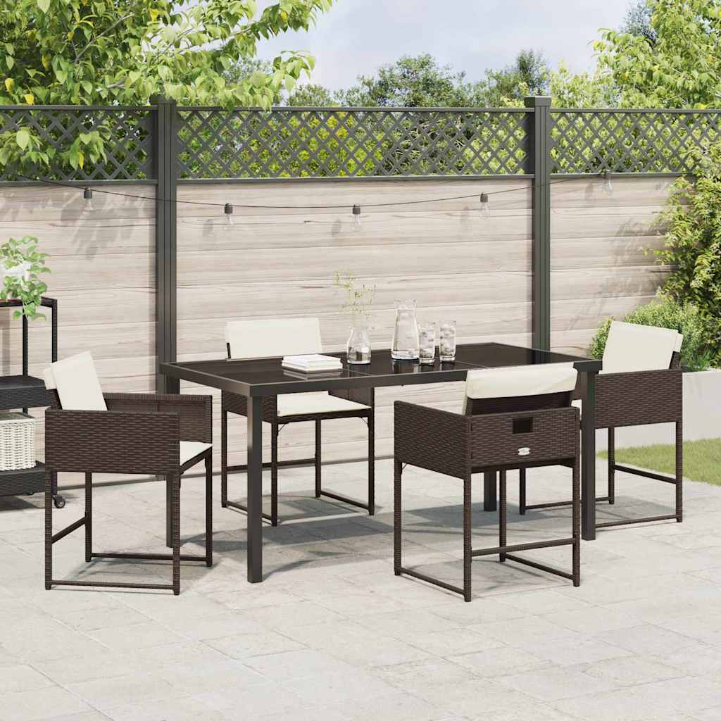 Tuin Eetset 5 pcs Bruin poly rattan