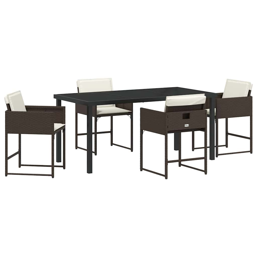 Tuin Eetset 5 pcs Bruin poly rattan