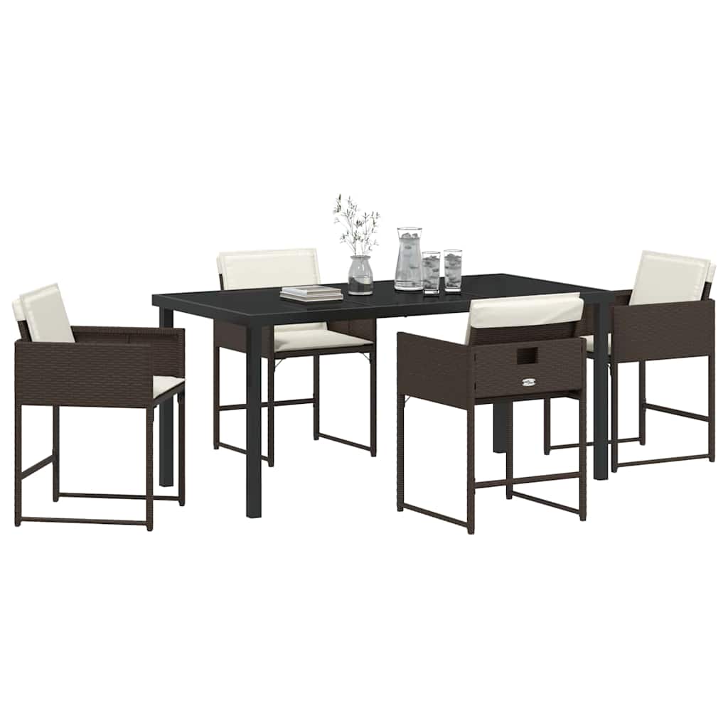 Tuin Eetset 5 pcs Bruin poly rattan