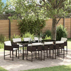 Garden dining table set 9 pcs Brown poly rattan