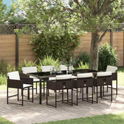 Tuin eettafelset 9-delig poly rattan bruin 200 cm