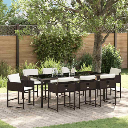 Tuin Eettafelset 9 Pcs Poly Rattan 8-persoons Bruin 200 cm