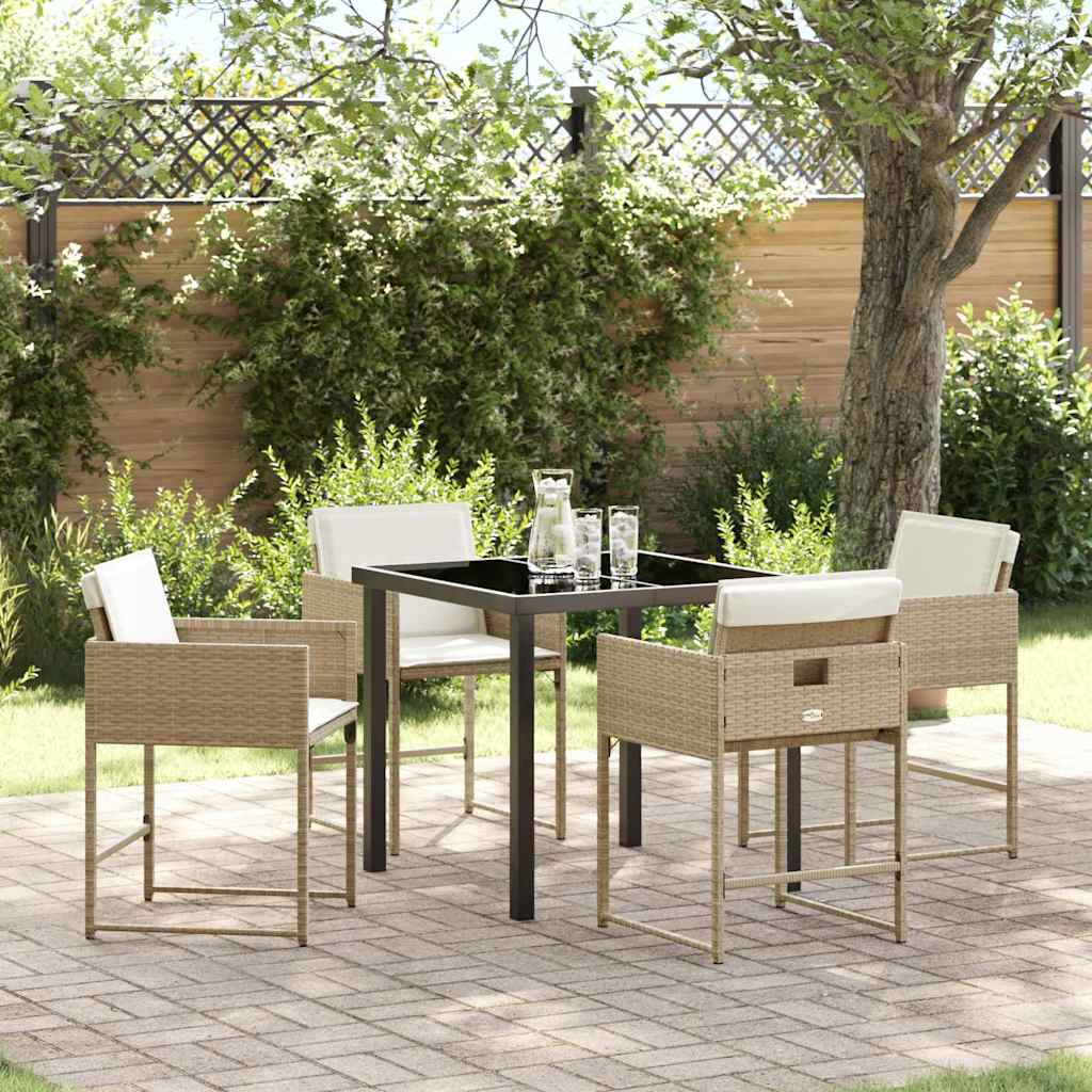 Tuin Eetset 5 pcs Beige poly rattan
