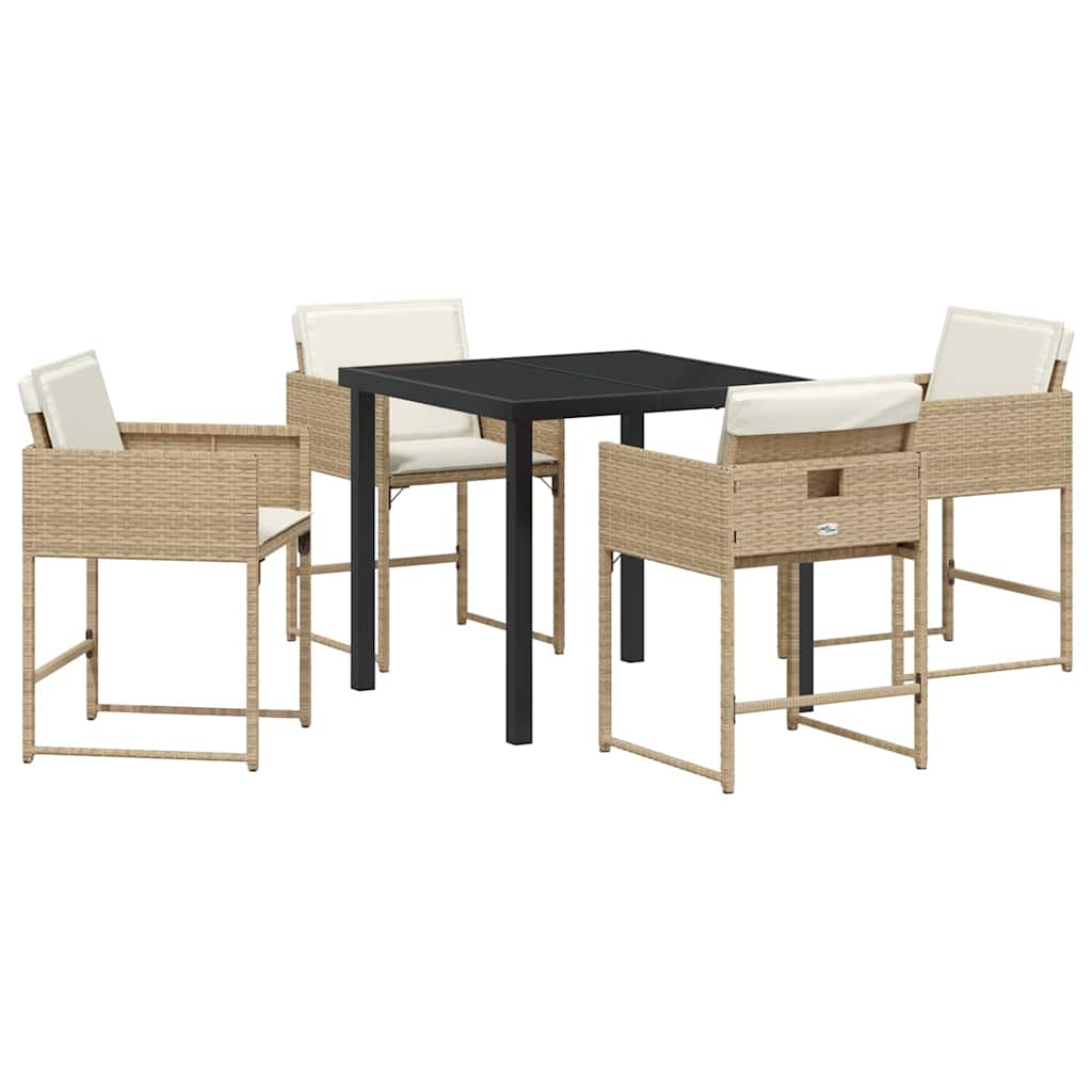 Tuin Eetset 5 pcs Beige poly rattan