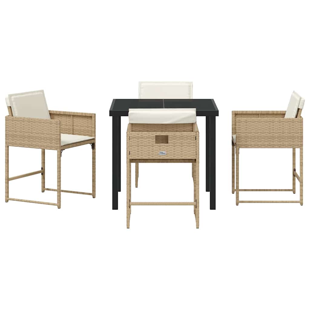 Tuin Eetset 5 pcs Beige poly rattan