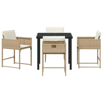 Tuin Eetset 5 pcs Beige poly rattan
