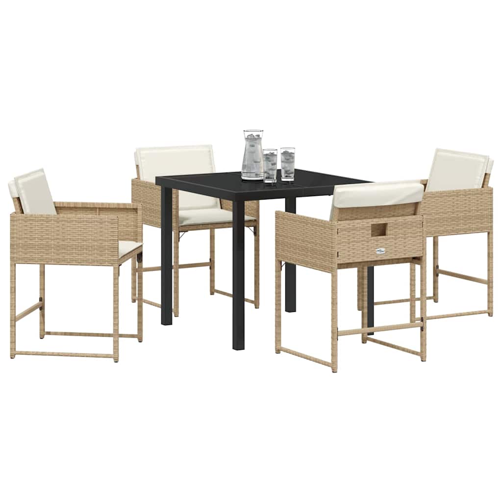 Tuin Eetset 5 pcs Beige poly rattan