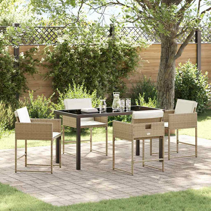 Tuin Eetset 5 pcs Beige poly rattan