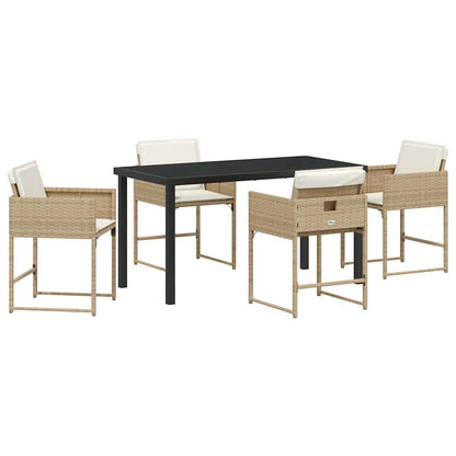 Tuin Eetset 5 pcs Beige poly rattan