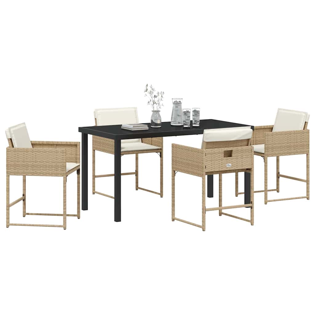 Tuin Eetset 5 pcs Beige poly rattan