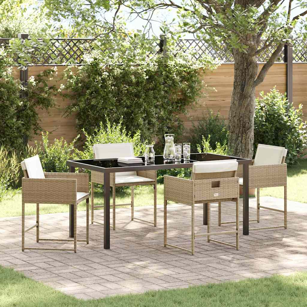 Tuin Eetset 5 pcs Beige poly rattan