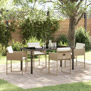 Garden dining set 5 pcs Beige poly rattan