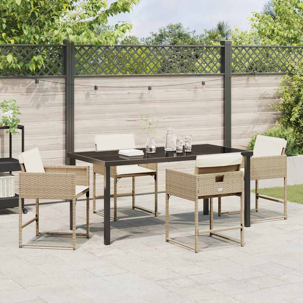 Tuin Eetset 5 pcs Beige poly rattan