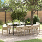 Tuin eettafelset 9-delig 200 cm 8 personen poly rattan beige