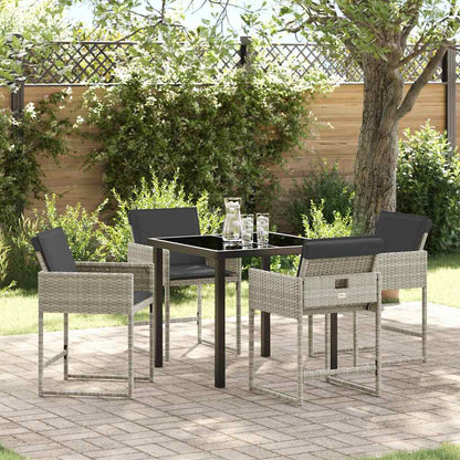 Tuin Eetset 5 pcs Lichtgrijs poly rattan
