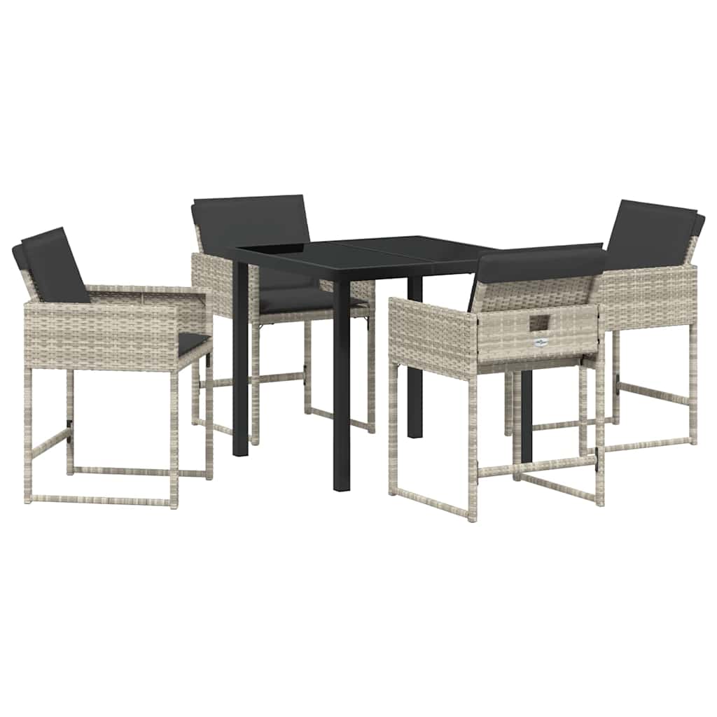 Tuin Eetset 5 pcs Lichtgrijs poly rattan