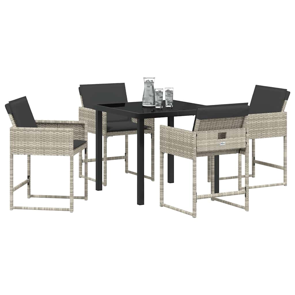 Tuin Eetset 5 pcs Lichtgrijs poly rattan