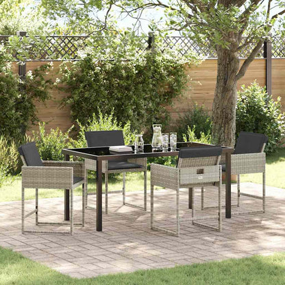 Tuin eettafelset 5 pcs Lichtgrijs poly rattan