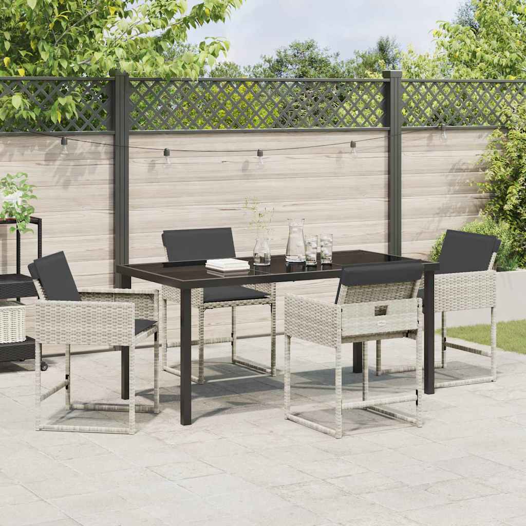 Tuin eettafelset 5 pcs Lichtgrijs poly rattan