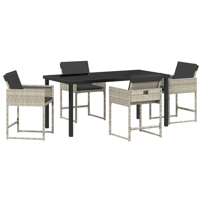Tuin eettafelset 5 pcs Lichtgrijs poly rattan
