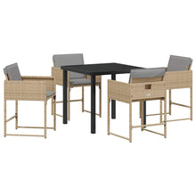 Tuin eettafelset 5 pcs Beige poly rattan