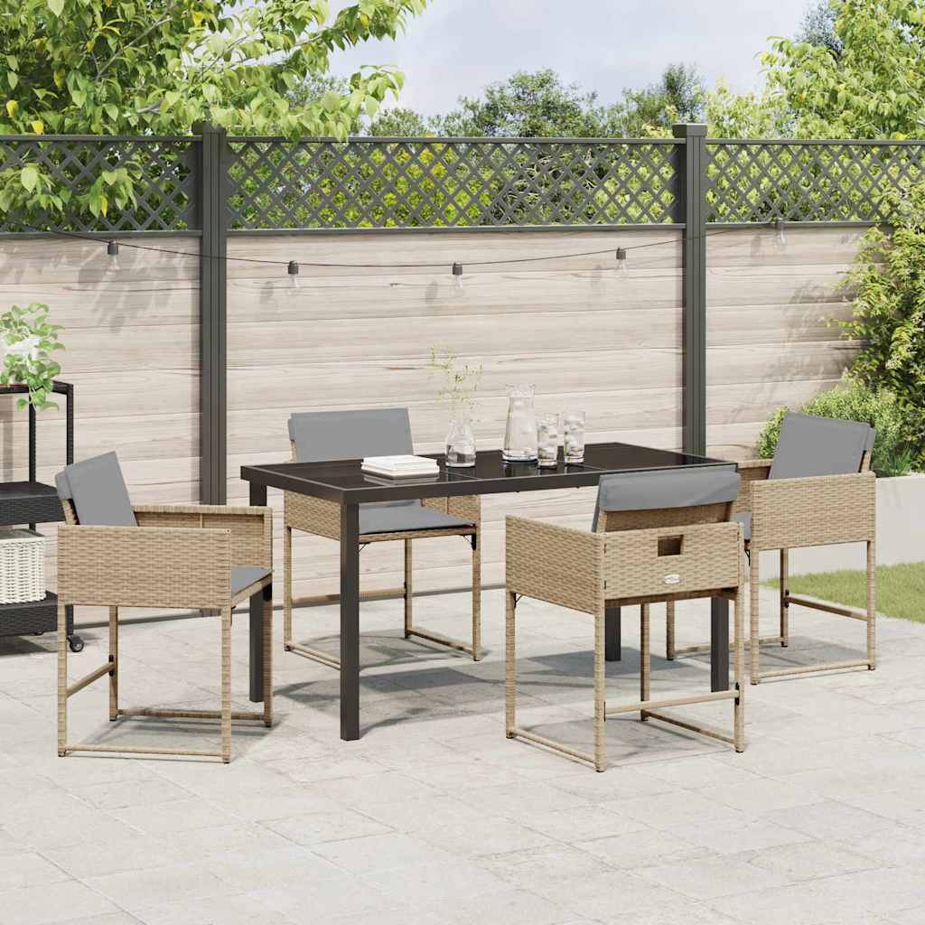 Tuin eettafelset 5 pcs Beige poly rattan
