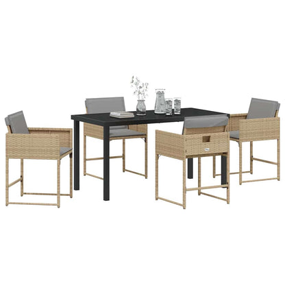 Tuin eettafelset 5 pcs Beige poly rattan